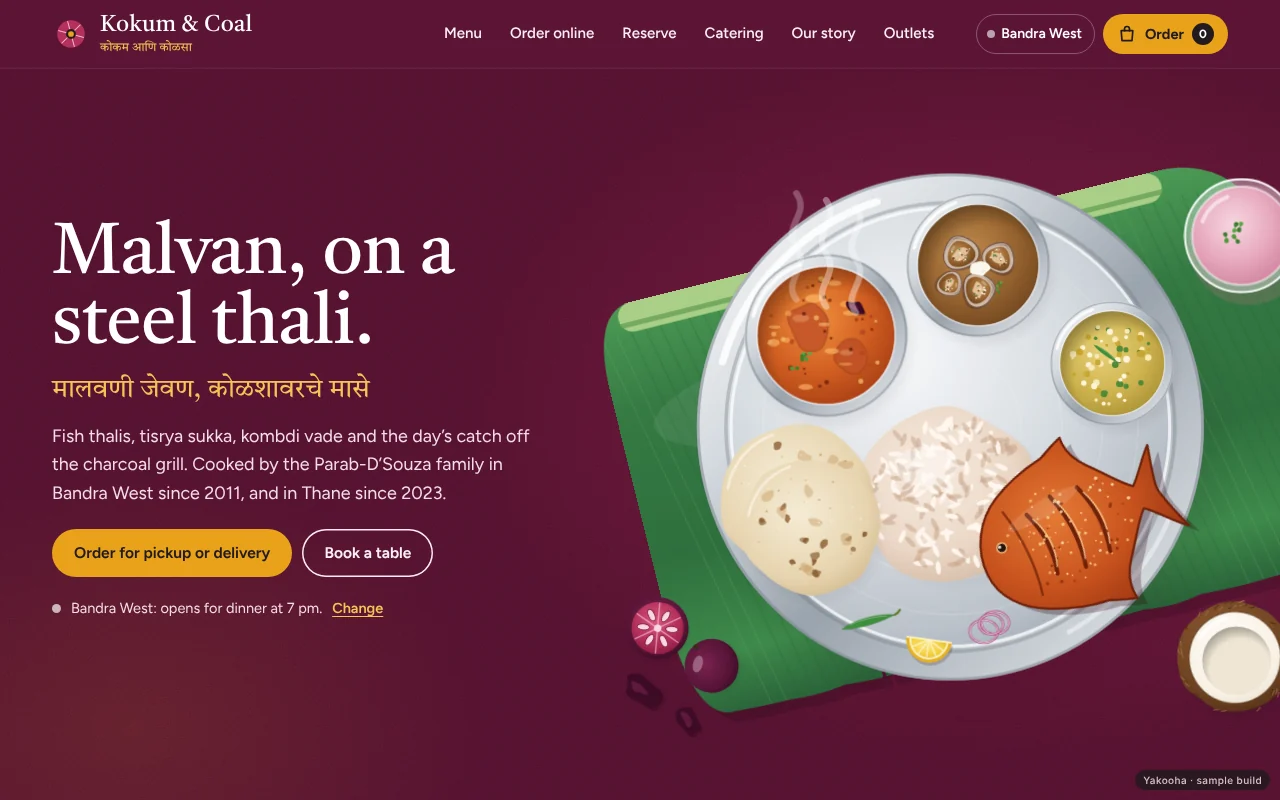 Screenshot of Kokum & Coal on a desktop