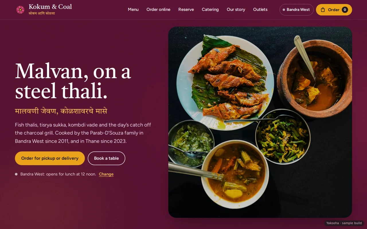 Screenshot of Kokum & Coal on a desktop