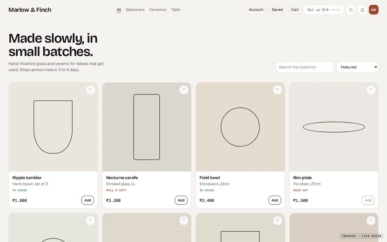 Screenshot of Marlow & Finch on a desktop