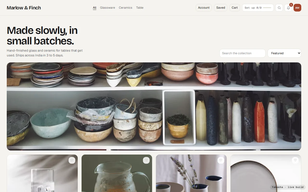 Screenshot of Marlow & Finch on a desktop