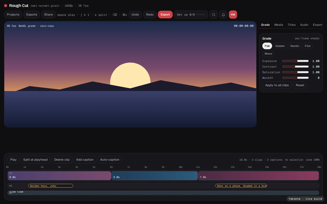 Screenshot of Rough Cut on a desktop