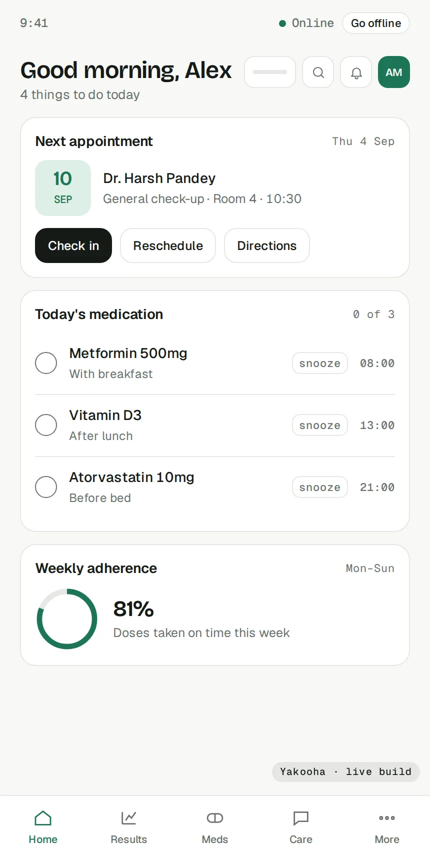 Screenshot of Waiting Room on a phone